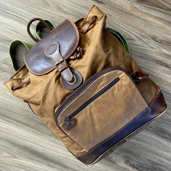 Eddie Bauer backpack Vintage Original leather brown canvas waterproof